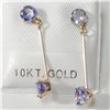 Image 1 : 10K YELLOW GOLD 4 TANZANITE(1CT)  EARRINGS, MADE
