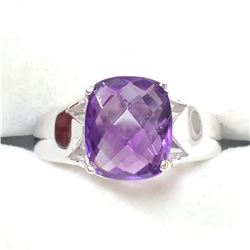 SILVER AMETHYST(6CT) RING (~SIZE 7)(~WEIGHT 5.7G)