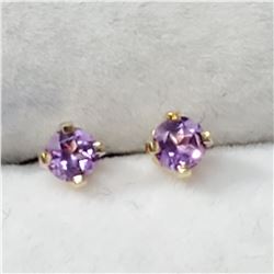14K YELLOW GOLD AMETHYST  EARRINGS