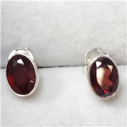 SILVER GARNET  EARRINGS