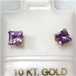10K YELLOW GOLD AMETHYST  EARRINGS
