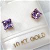 Image 2 : 10K YELLOW GOLD AMETHYST  EARRINGS