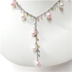 SILVER F.W.PEARL   NECKLACE (~LENGTH 18CM)