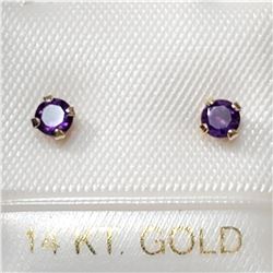 14K YELLOW GOLD AMETHYST  EARRINGS