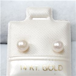 14K YELLOW GOLD PEARLS  EARRINGS