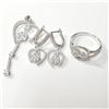 Image 3 : SILVER CUBIC ZIRCONIA EARRING, RING,