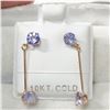 Image 1 : 10K YELLOW GOLD 4 TANZANITE(1CT)  EARRINGS
