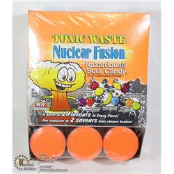 BOX WITH 12 42G DRUMS OF TOXIC WASTE SOUR CANDYS