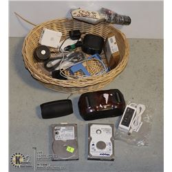 BASKET OF STORAGE LOCKER FIND ELECTRONICS