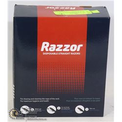 BOX OF NEW RAZZOR DISPOSABLE STRAIGHT RAZORS