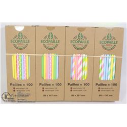 4 PACKS OF 100 PAPER STRAWS