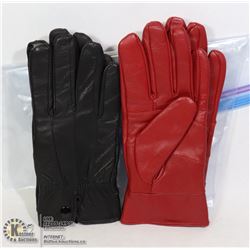 2PK LADIES LEATHER GLOVES SZ SMALL