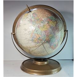 19) VINTAGE  12" GLOBE ON STAND, SHOWS TIME