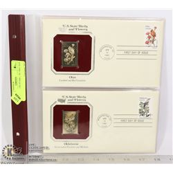 22K GOLD USA STAMPS X2 1RST DAY COVERS