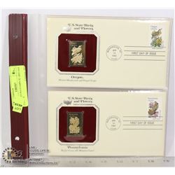 22K GOLD USA STAMPS X2 1RST DAY COVERS