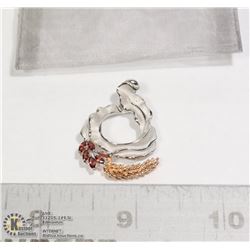 STERLING SILVER .925 GARNET PENDANT 1.5 INCHES