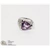 Image 1 : STERLING SILVER .925 AMETHYST/DIAMOND RING SZ 6