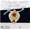 Image 1 : STERLING SILVER .925 AMBER PENDANT 1.5 INCH