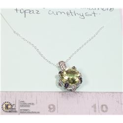 STERLING SILVER .925 GEMSTONE PENDANT AND CHAIN