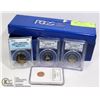 Image 1 : LOT OF 4 PROFESSIONALLY CERTIFIED COINS IN BOX