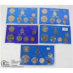 LOT OF 5 CANADA YEAR SETS IN UNIVERSAL COIN