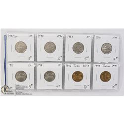 8 DIFFERENT HIGH GRADE COLLECTABLE CANADIAN 5CENTS