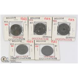 X5 1941/43 WWII GERMAN OCCUPIED COINS