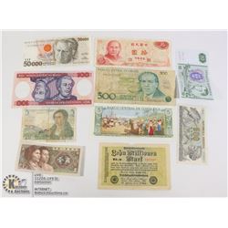 MIXED LOT OF 10 WORLD BANKNOTES