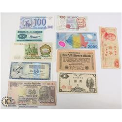 MIXED LOT OF 10 WORLD BANKNOTES