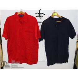 LOT OF 3 SZ LARGE GOLF SHIRTS - VARIOUS COLOURS &
