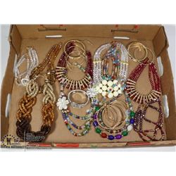 LARGE FLAT OF ASSORTED FASHION NECKLACES