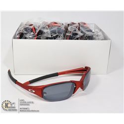 CASE OF RED OAKLEY STYLE SUNGLASSES