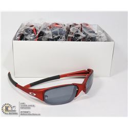 CASE OF RED OAKLEY STYLE SUNGLASSES
