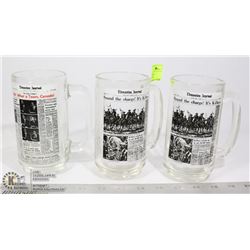 ESTATE LOT OF 3 ED JOURNAL GLASS NEWS MUGS W/ TEAM