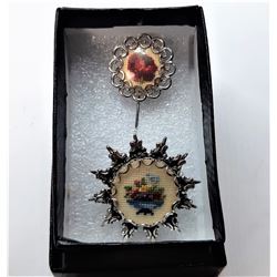 10)  LOT OF 2 VINTAGE PETITE POINT JEWELRY