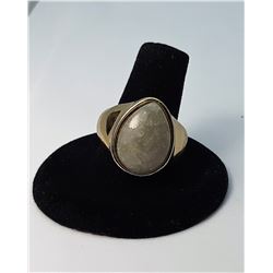 5)  GOLD TOME NATURAL STONE RING, SIZE 8
