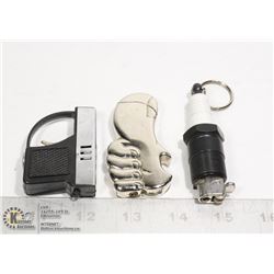COLLECTION OF LIGHTERS INCL GUN, SPARK PLUG + FIST