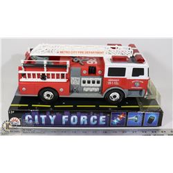 NEVER USED TOY FIRE TRUCK - DAMAGED PACKAGING ONLY
