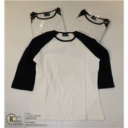 THREE COZY CREEK WOMENS BLACK/ WHITE SHIRTS