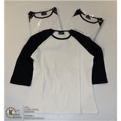 THREE COZY CREEK WOMENS BLACK/ WHITE SHIRTS