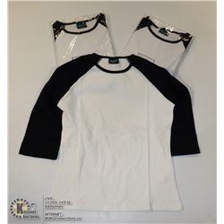 THREE COZY CREEK WOMENS BLACK/ WHITE SHIRTS