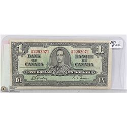 1937 CANADIAN ONE DOLLAR BILL