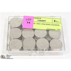 LOT OF 100 CANADIAN 1922-1936 KING GEORGE 5 CENTS