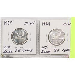 1964 AND 1965 SILVER 25 CENTS