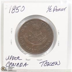 1850 UPPER CANADA 1/2 PENNY