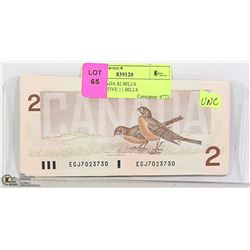 1986 CANADA $2 BILLS CONSECUTIVE 11 BILLS