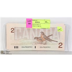 1986 CANADA $2 BILLS CONSECUTIVE 11 BILLS