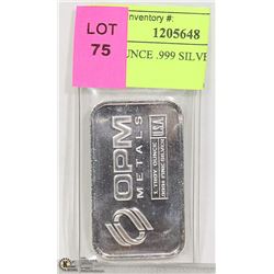 TROY OUNCE .999 SILVER BAR OPM