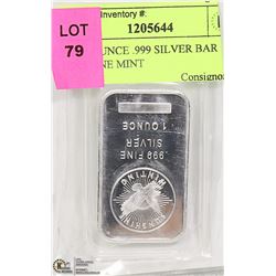 TROY OUNCE .999 SILVER BAR SUNSHINE MINT