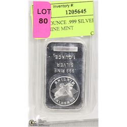 TROY OUNCE .999 SILVER BAR SUNSHINE MINT